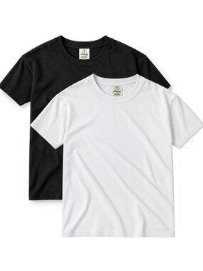 Men's Basic Cropped Regular Fit 100% Premium Cotton T-shirt 2 Pack Black & White
